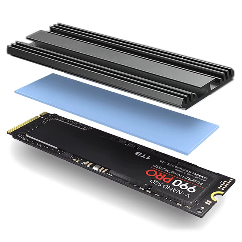 M.2 SSD Heatsink M2 2280 Solid State Hard Disk Aluminum Heatsink Gasket with Thermal Silicone Pad PS5 Desktop PC