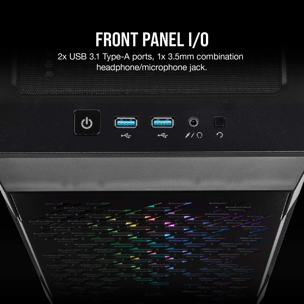Icue 220T RGB Airflow Tempered Glass Mid-Tower Smart ATX Case - High Airflow - Three Included SP120 RGB PRO Fans - Black
