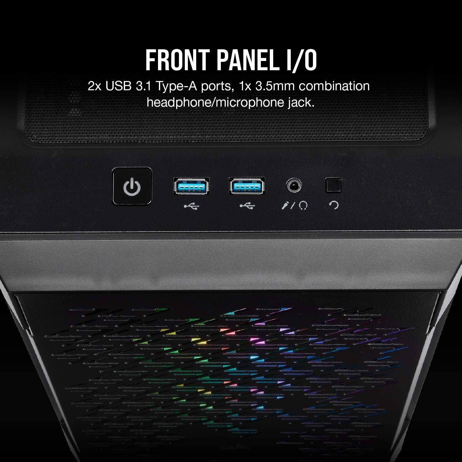 Icue 220T RGB Airflow Tempered Glass Mid-Tower Smart ATX Case - High Airflow - Three Included SP120 RGB PRO Fans - Black