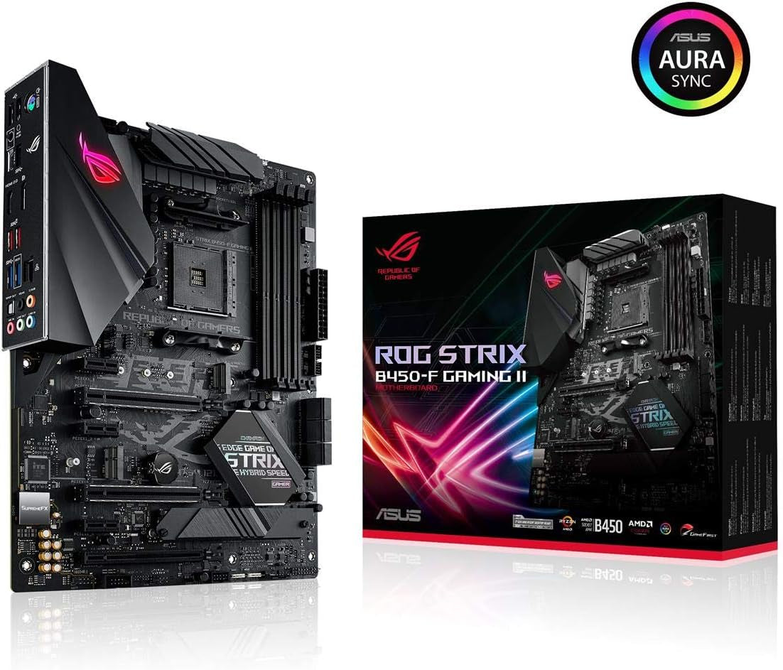 ROG Strix B450-F Gaming II AMD AM4 (Ryzen 5000, 3Rd Gen Ryzen ATX Gaming Motherboard (8+4 Power Stages, HDMI 2.0B/Dp,2 X Pcie 3.0 X16, USB 3.2 Gen 2 Type-C, BIOS Flashback, 256Mb BIOS Flash ROM