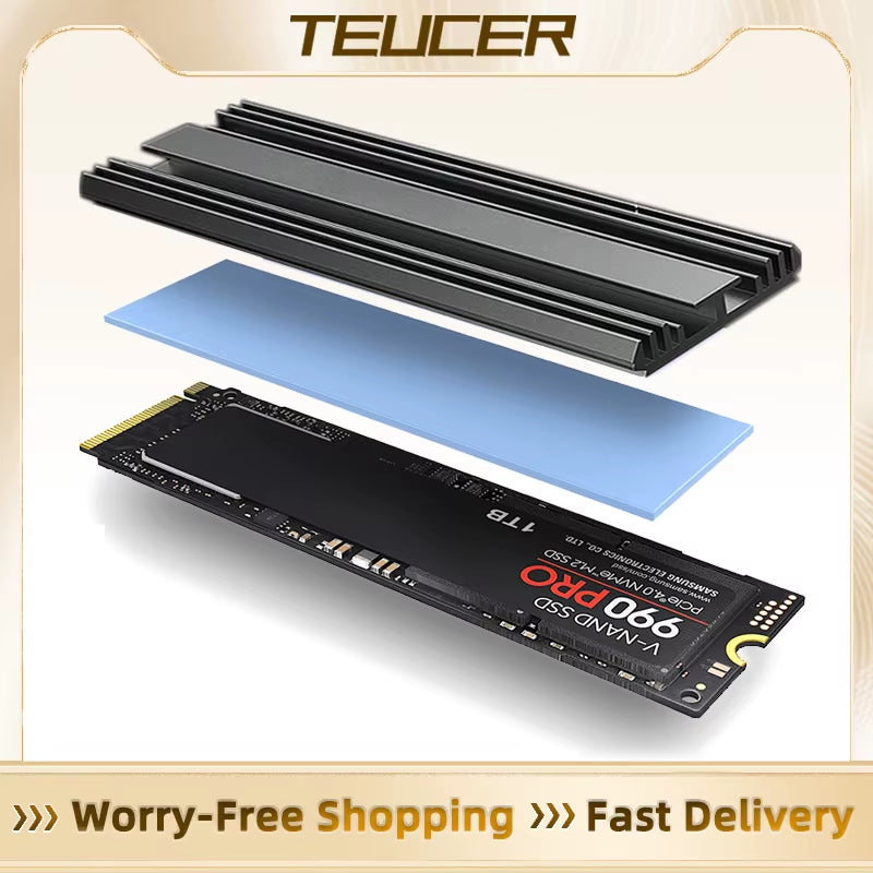 M.2 SSD Heatsink M2 2280 Solid State Hard Disk Aluminum Heatsink Gasket with Thermal Silicone Pad PS5 Desktop PC