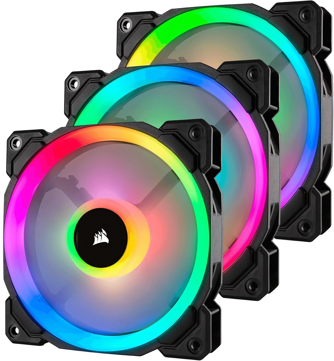 LL Series LL120 RGB 120Mm Dual Light Loop RGB LED PWM Fan 3 Fan Pack with Lighting Node Pro (CO-9050072-WW)