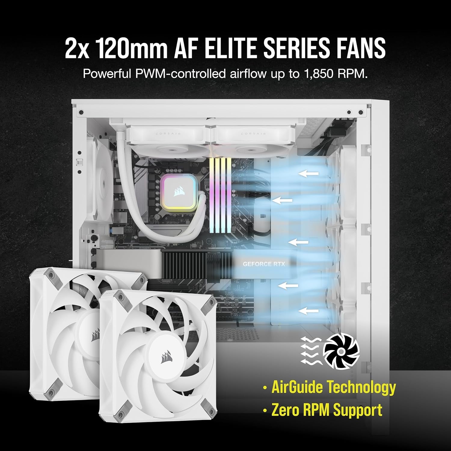 H100I RGB Elite Liquid CPU Cooler - 240Mm AIO - AF120 Elite PWM Fans - Intel® LGA 1700, 1200, 2066, AMD® AM5 & AM4 Sockets - White