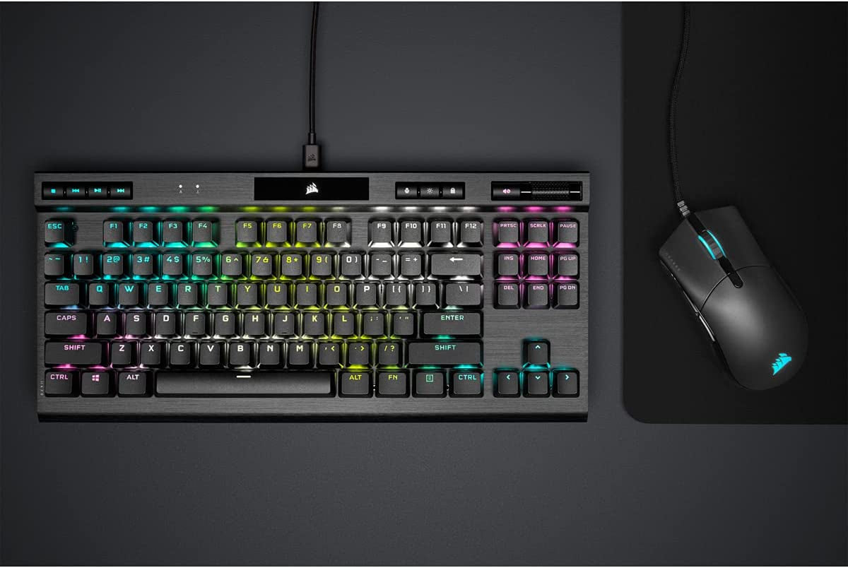 K70 RGB TKL – Champion Series Tenkeyless Mechanical Gaming Keyboard - Cherry MX Speed Keyswitches - Durable Aluminum Frame - Per-Key RGB LED Backlighting - Detachable USB Type-C Cable