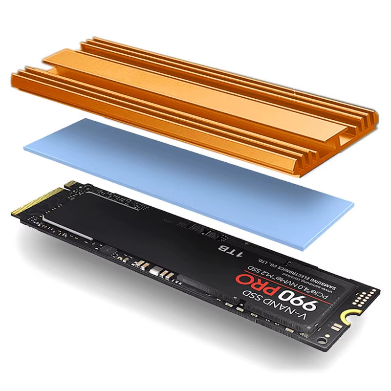 M.2 SSD Heatsink M2 2280 Solid State Hard Disk Aluminum Heatsink Gasket with Thermal Silicone Pad PS5 Desktop PC