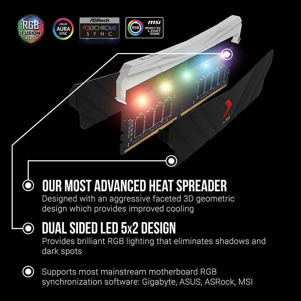 XLR8 Gaming 16GB (2X8Gb) DDR4 DRAM 3200Mhz (PC4-25600) CL16 1.35V RGB Dual Channel Desktop (DIMM) Memory – MD16GK2D4320016XRGB