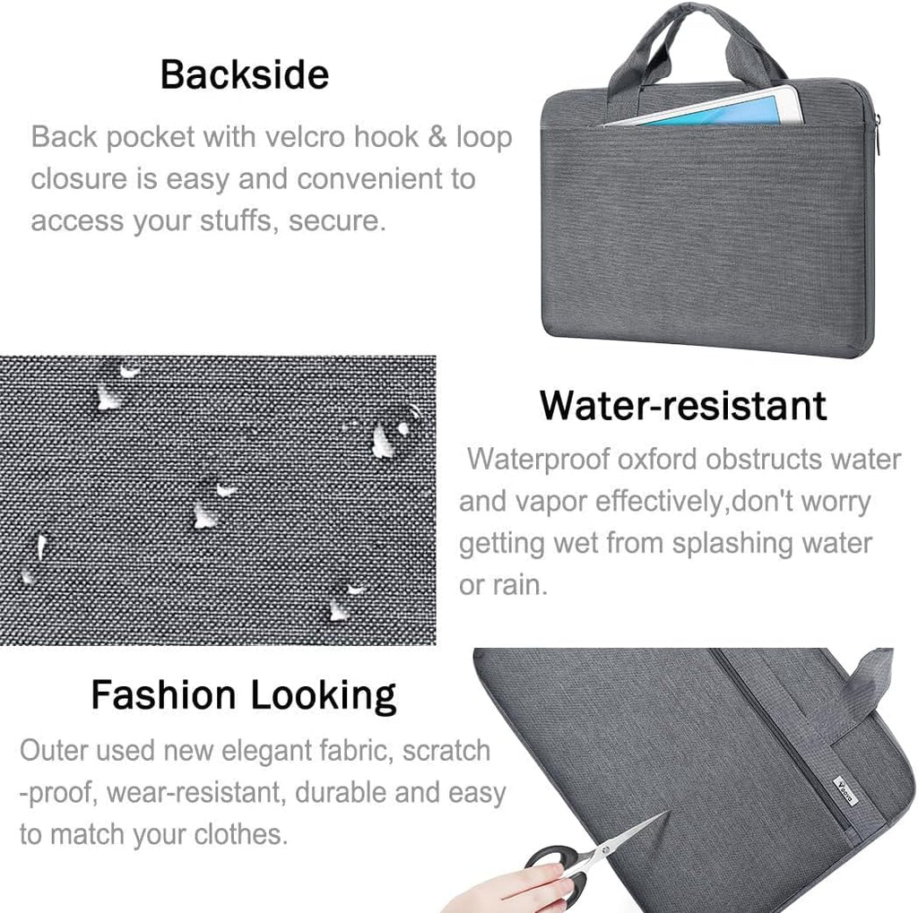 Laptop Bag 17 17.3 Inch, 360° Protective Laptop Case Sleeve with Shoulder Strap Compatible with 17-18 Inch Lenovo Asus Acer Dell Hp, Waterproof Computer Bag Slim Briefcase for Men Women, Grey