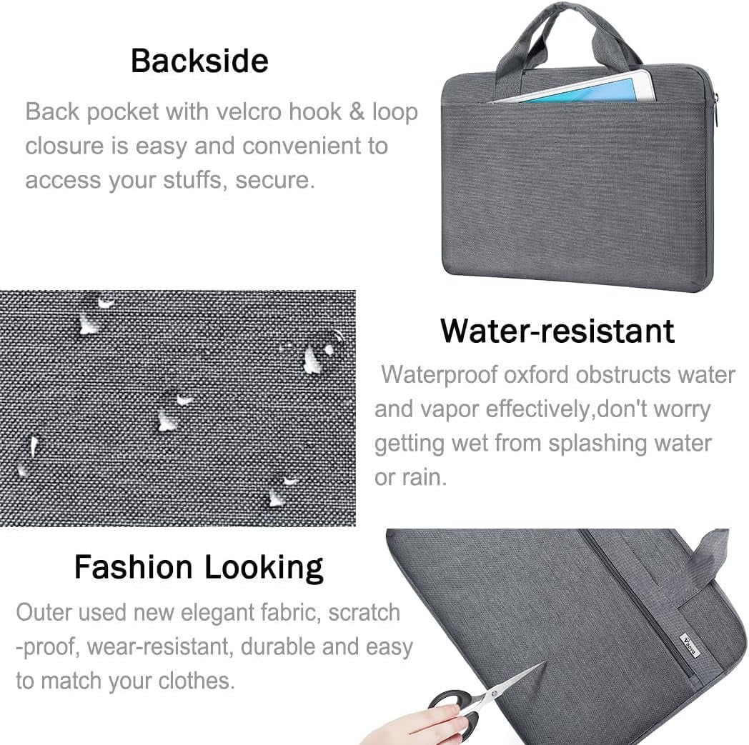 Laptop Bag 17 17.3 Inch, 360° Protective Laptop Case Sleeve with Shoulder Strap Compatible with 17-18 Inch Lenovo Asus Acer Dell Hp, Waterproof Computer Bag Slim Briefcase for Men Women, Grey