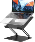 LS10 Aluminum Laptop Stand, Ergonomic Adjustable Notebook Tablet Stand, Computer Holder Compatible with Air, Pro, Dell, HP, Lenovo More 10-14" Laptops, Black