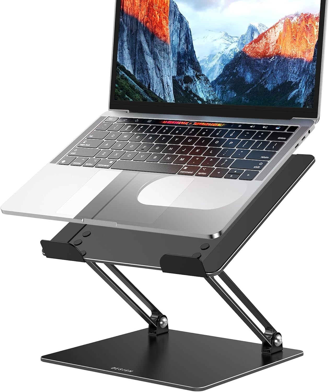 LS10 Aluminum Laptop Stand, Ergonomic Adjustable Notebook Tablet Stand, Computer Holder Compatible with Air, Pro, Dell, HP, Lenovo More 10-14" Laptops, Black