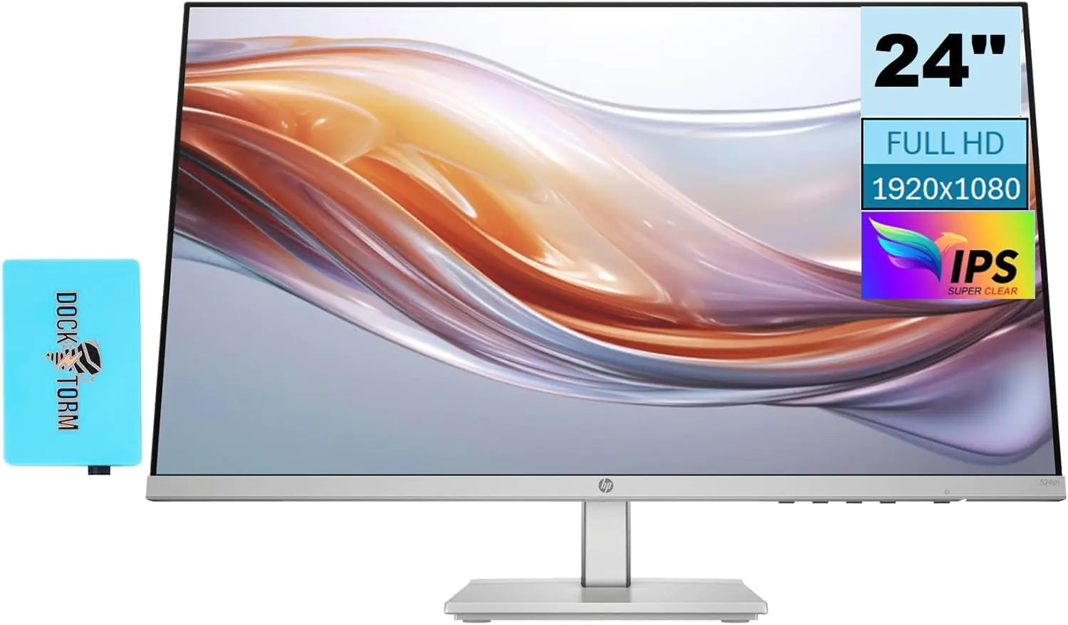 Monitor HP Serie 5 524sh (Reemplaza a M24h) Pantalla IPS FHD de 24" 300 Nits con Expansor de Puertos USB Docztorm 1x HDMI 1x VGA Sin Parpadeos -5 a +25 Grados de Inclinación Ajustable Negro/Plata (Modelo más reciente 2024)