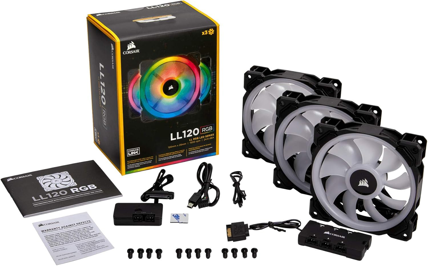 LL Series LL120 RGB 120Mm Dual Light Loop RGB LED PWM Fan 3 Fan Pack with Lighting Node Pro (CO-9050072-WW)