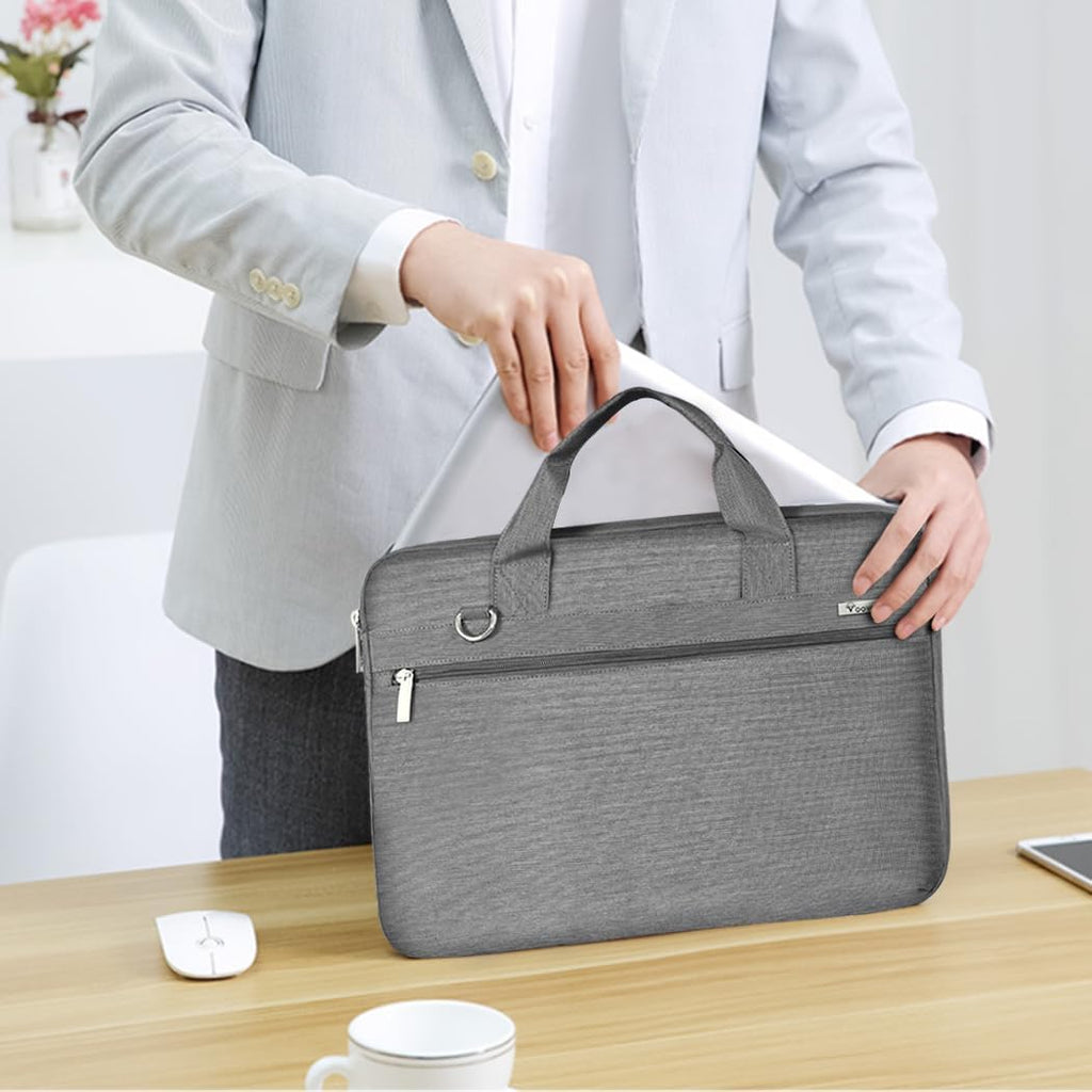 Laptop Bag 17 17.3 Inch, 360° Protective Laptop Case Sleeve with Shoulder Strap Compatible with 17-18 Inch Lenovo Asus Acer Dell Hp, Waterproof Computer Bag Slim Briefcase for Men Women, Grey