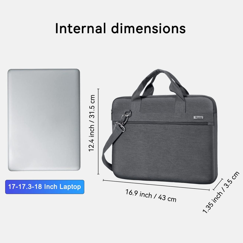 Laptop Bag 17 17.3 Inch, 360° Protective Laptop Case Sleeve with Shoulder Strap Compatible with 17-18 Inch Lenovo Asus Acer Dell Hp, Waterproof Computer Bag Slim Briefcase for Men Women, Grey
