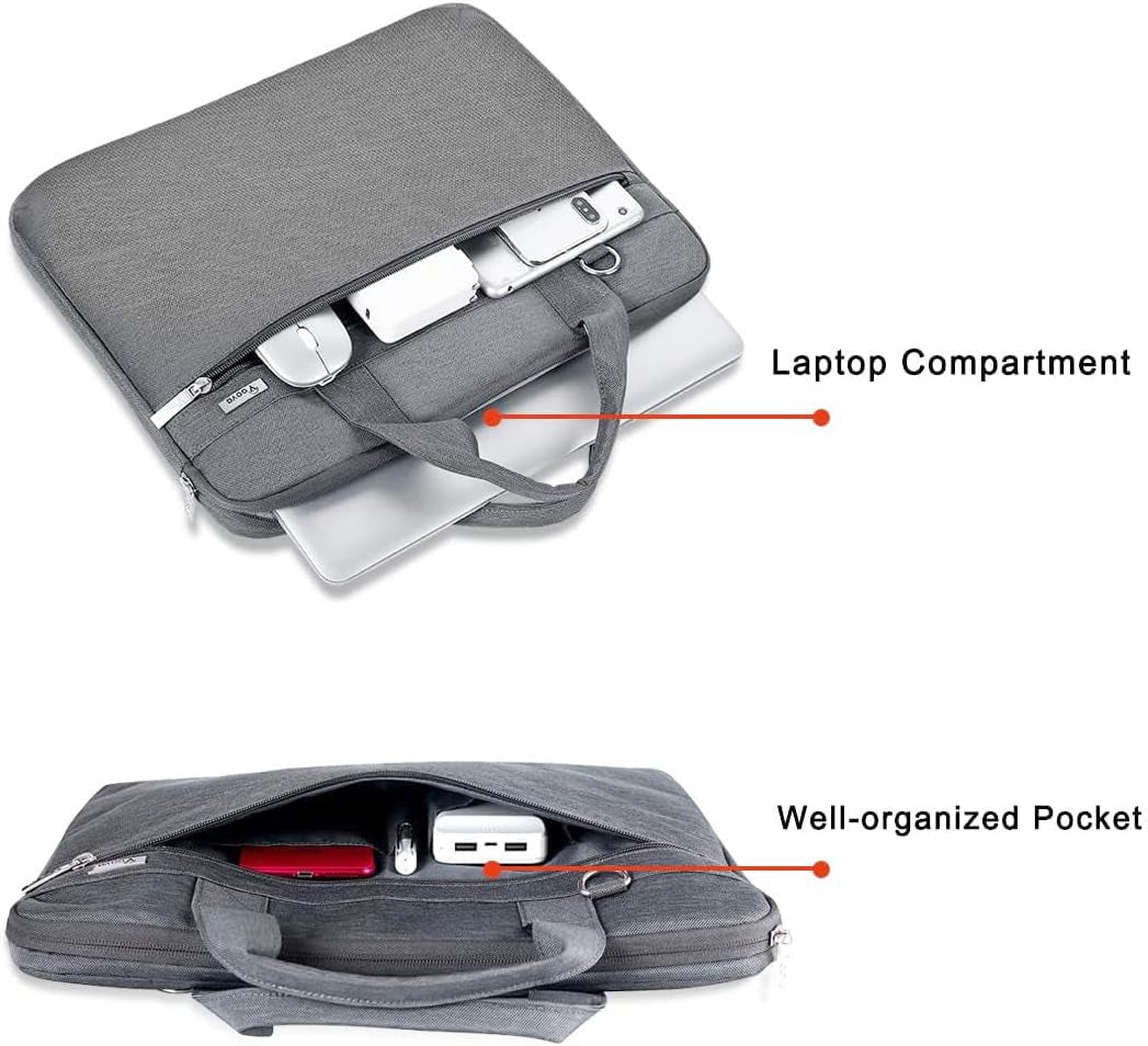 Laptop Bag 17 17.3 Inch, 360° Protective Laptop Case Sleeve with Shoulder Strap Compatible with 17-18 Inch Lenovo Asus Acer Dell Hp, Waterproof Computer Bag Slim Briefcase for Men Women, Grey
