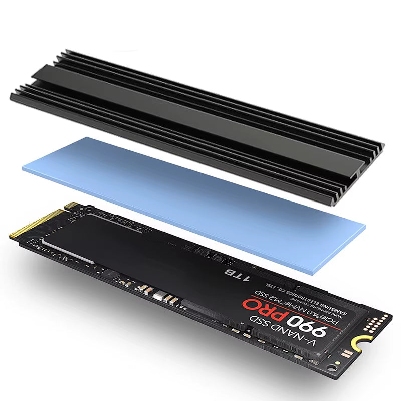 M.2 SSD Heatsink M2 2280 Solid State Hard Disk Aluminum Heatsink Gasket with Thermal Silicone Pad PS5 Desktop PC