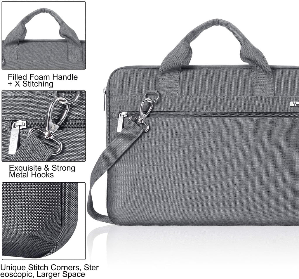 Laptop Bag 17 17.3 Inch, 360° Protective Laptop Case Sleeve with Shoulder Strap Compatible with 17-18 Inch Lenovo Asus Acer Dell Hp, Waterproof Computer Bag Slim Briefcase for Men Women, Grey