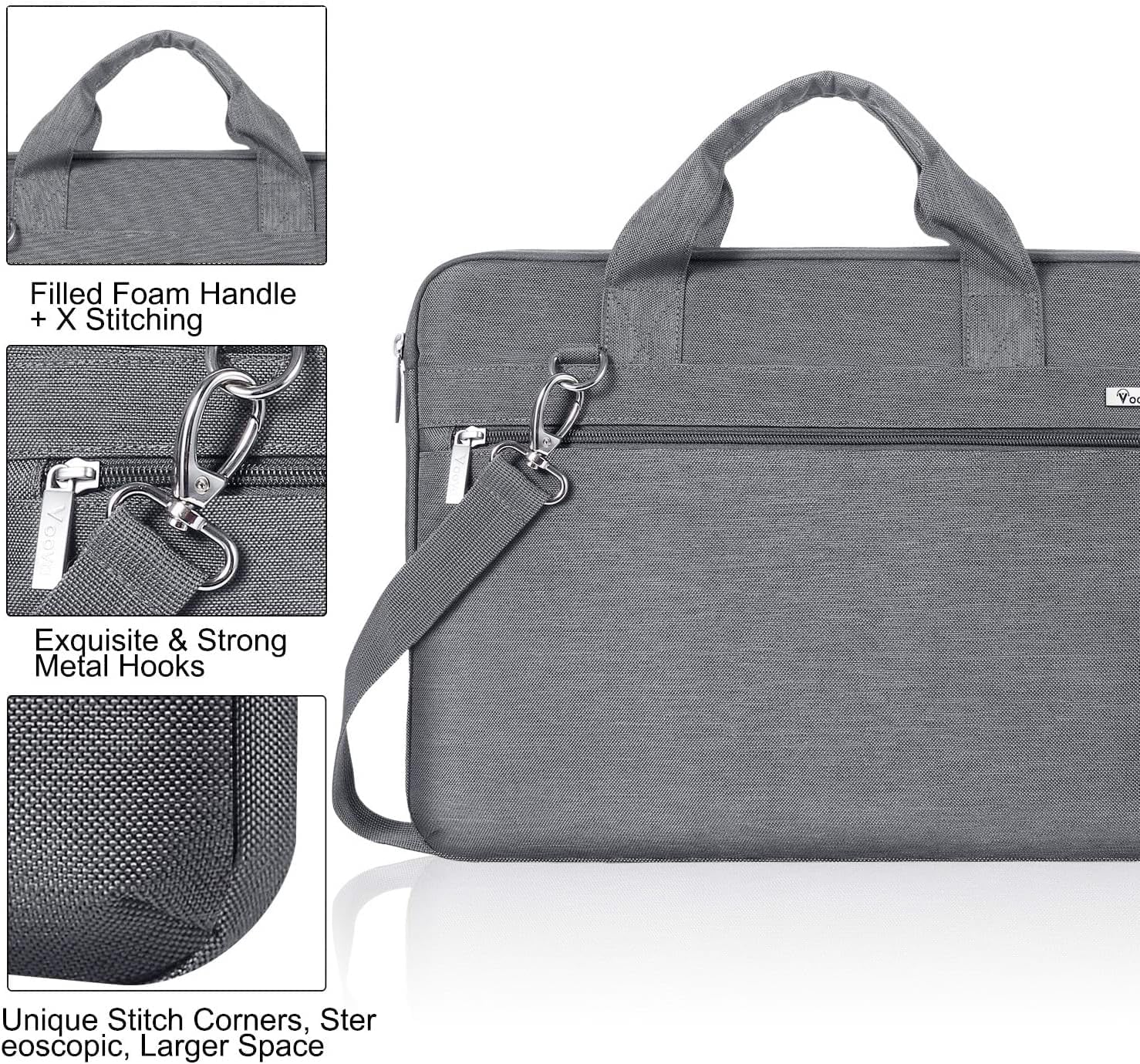 Laptop Bag 17 17.3 Inch, 360° Protective Laptop Case Sleeve with Shoulder Strap Compatible with 17-18 Inch Lenovo Asus Acer Dell Hp, Waterproof Computer Bag Slim Briefcase for Men Women, Grey