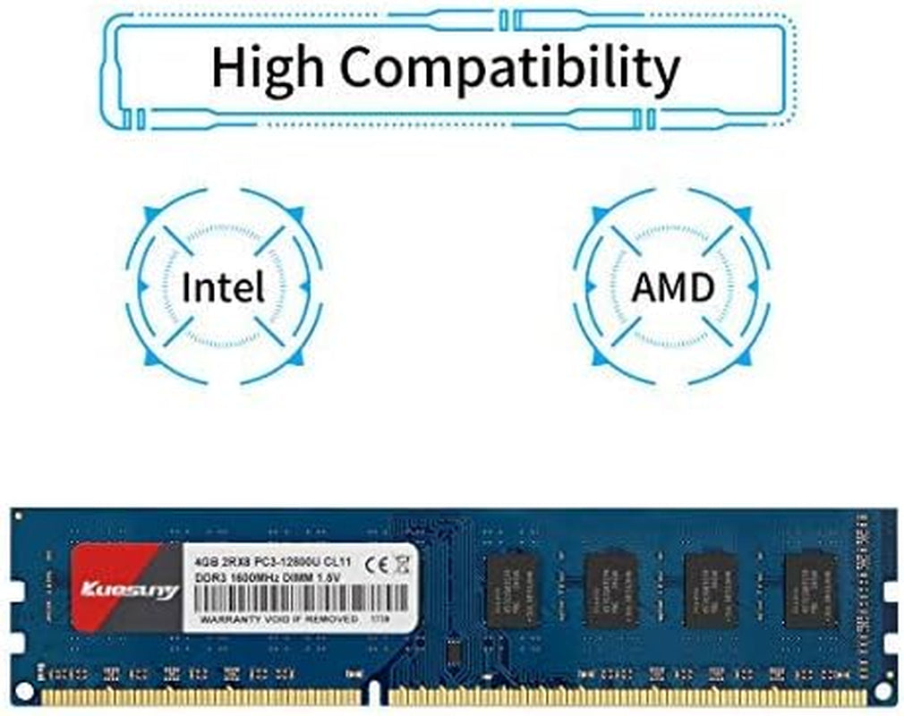 DDR3L 1600Mhz Udimm Ram 8GB Kit (4GBX2) PC3L-12800/PC3L-12800U 4GB CL11 240 Pin Non ECC Unbuffered 1.35V/1.5V Desktop Computer Memory Ram Module Upgrade