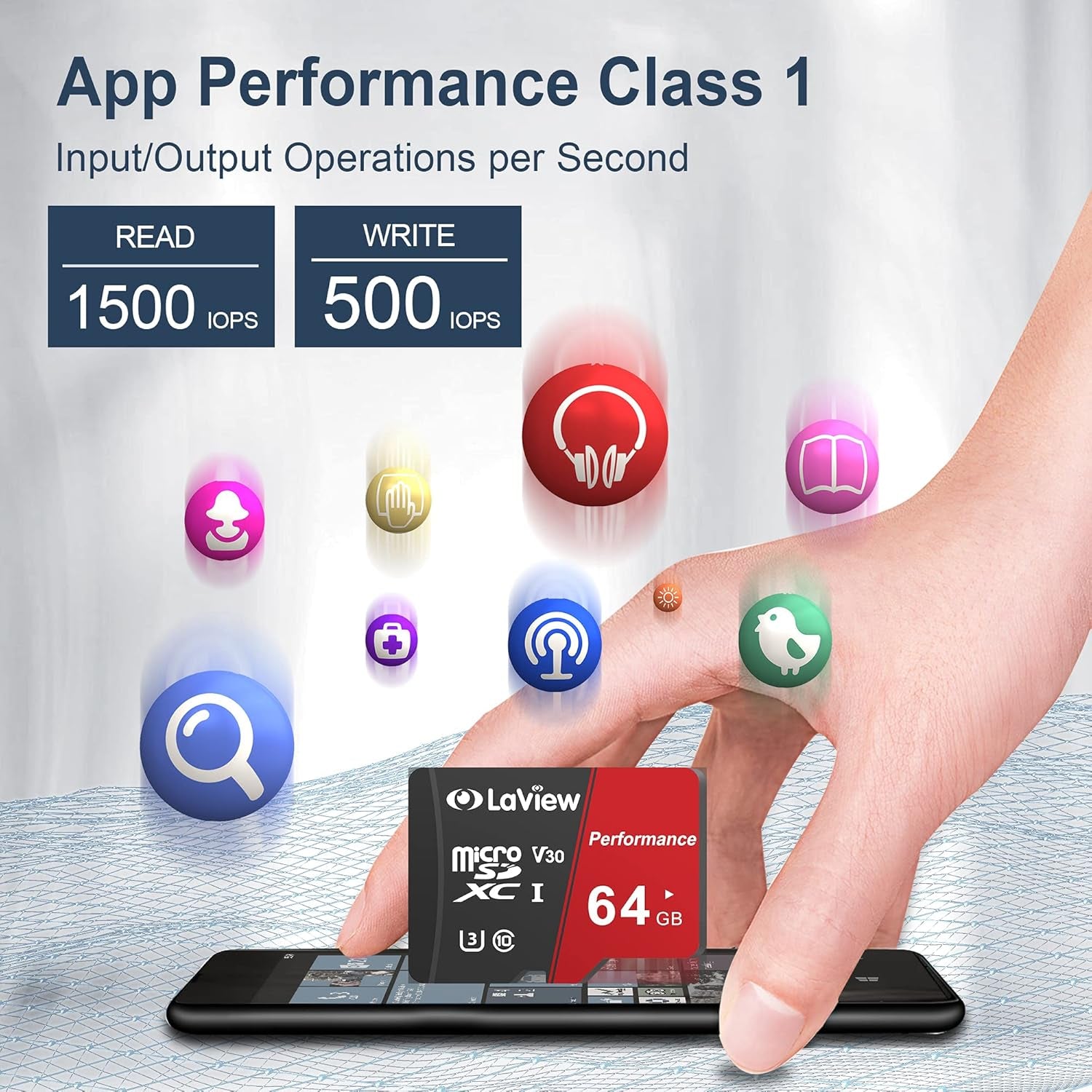 64GB Micro SD Card 3 Pack, Micro SDXC UHS-I Memory Card – 95Mb/S,633X,U3,C10, Full HD Video V30, A1, FAT32, High Speed Flash TF Card P500 for Computer with Adapter/Phone/Tablet/Pc