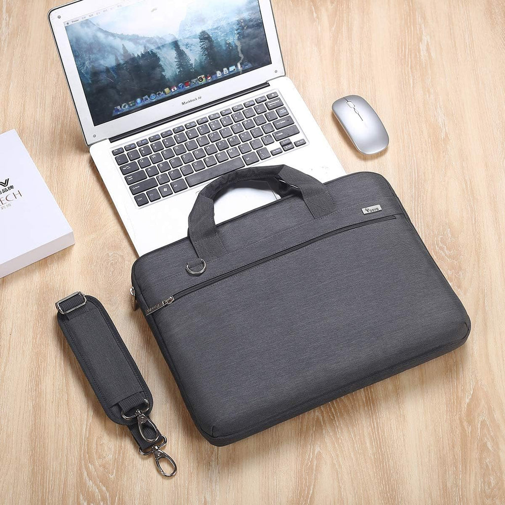 Laptop Bag 17 17.3 Inch, 360° Protective Laptop Case Sleeve with Shoulder Strap Compatible with 17-18 Inch Lenovo Asus Acer Dell Hp, Waterproof Computer Bag Slim Briefcase for Men Women, Grey