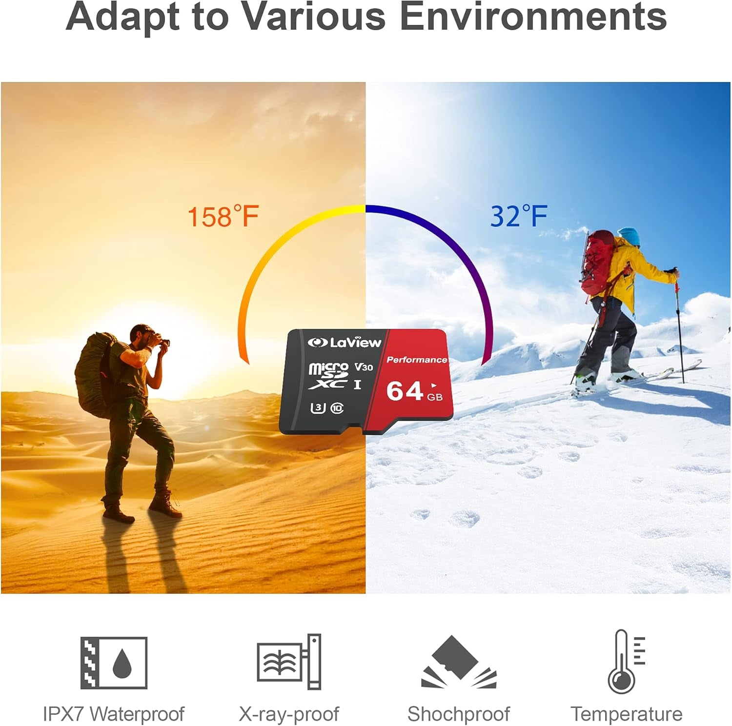 64GB Micro SD Card 3 Pack, Micro SDXC UHS-I Memory Card – 95Mb/S,633X,U3,C10, Full HD Video V30, A1, FAT32, High Speed Flash TF Card P500 for Computer with Adapter/Phone/Tablet/Pc