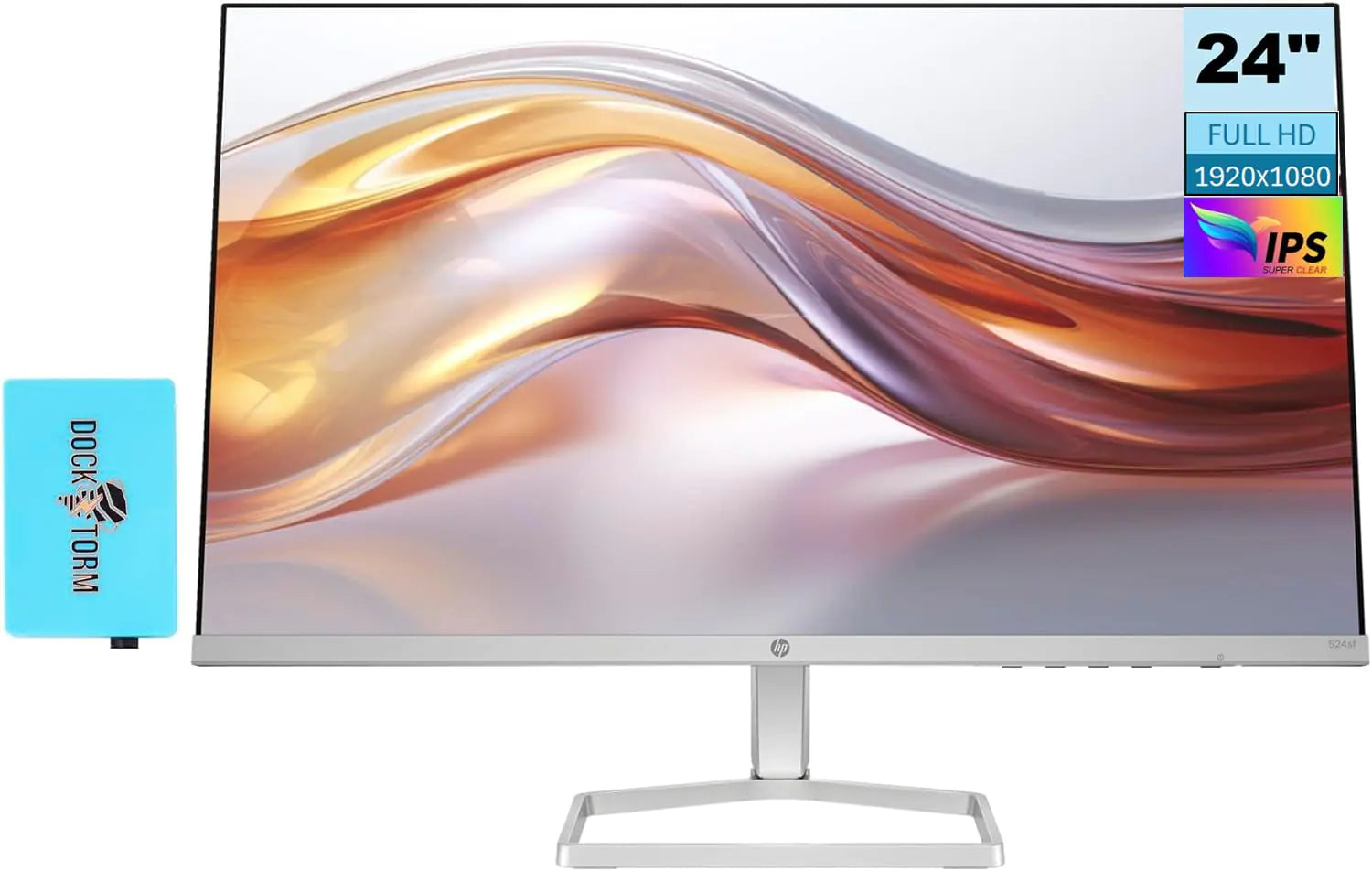HP Series 5 524sf Monitor 94C17AA#ABA (Replaces M24f) Bundle with Docztorm Dock 24" FHD IPS (1920x1080) Display 1x HDMI 1x VGA Flicker-Free Ideal for Home & Business Black/Silver